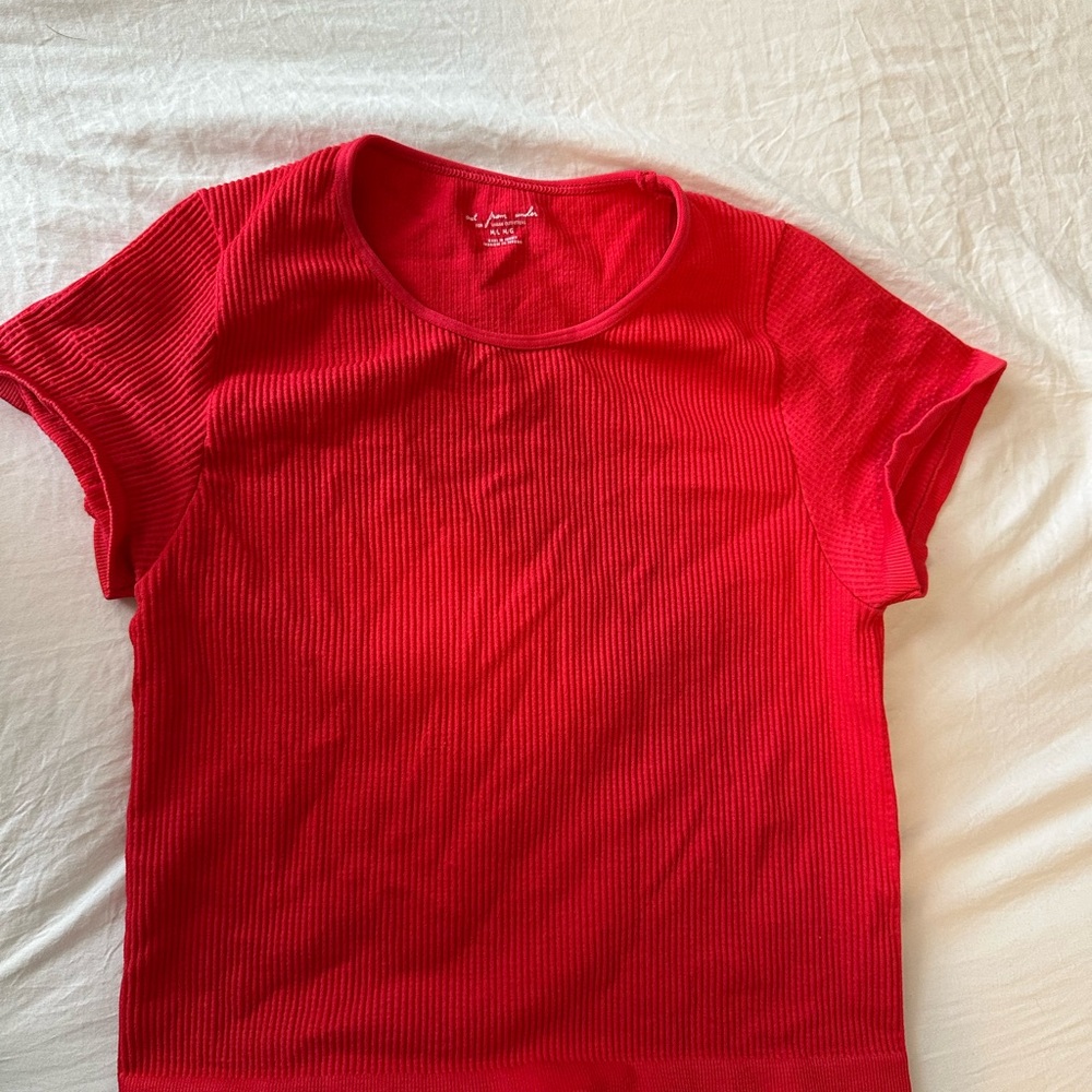 Urban Outfitters Red Crop Fitted T-Shirt